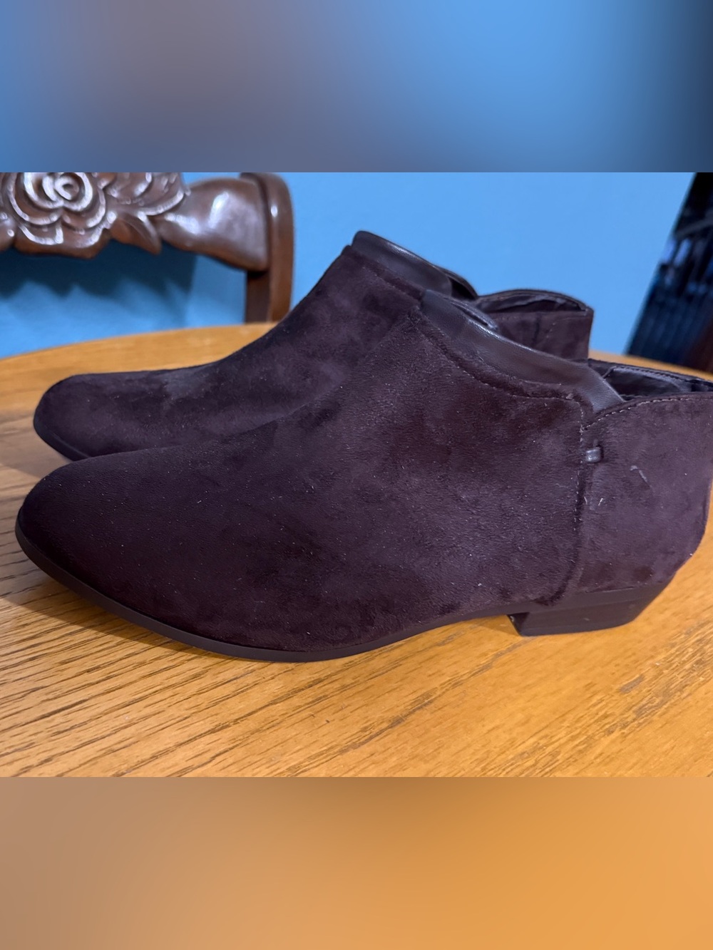 Comfortview Bexley Brown Faux Suede Zipper Ankle Booties